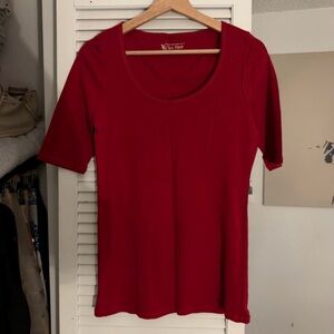 The Tee Shop Cotton Scoop Neck T-Shirt | Red | L | Y2K